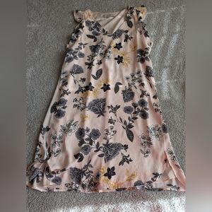 Anne Taylor LOFT Pink and Black Floral Shift Dress Size Med